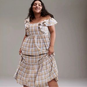 Madewell ruffle sleeved midi-tier dress